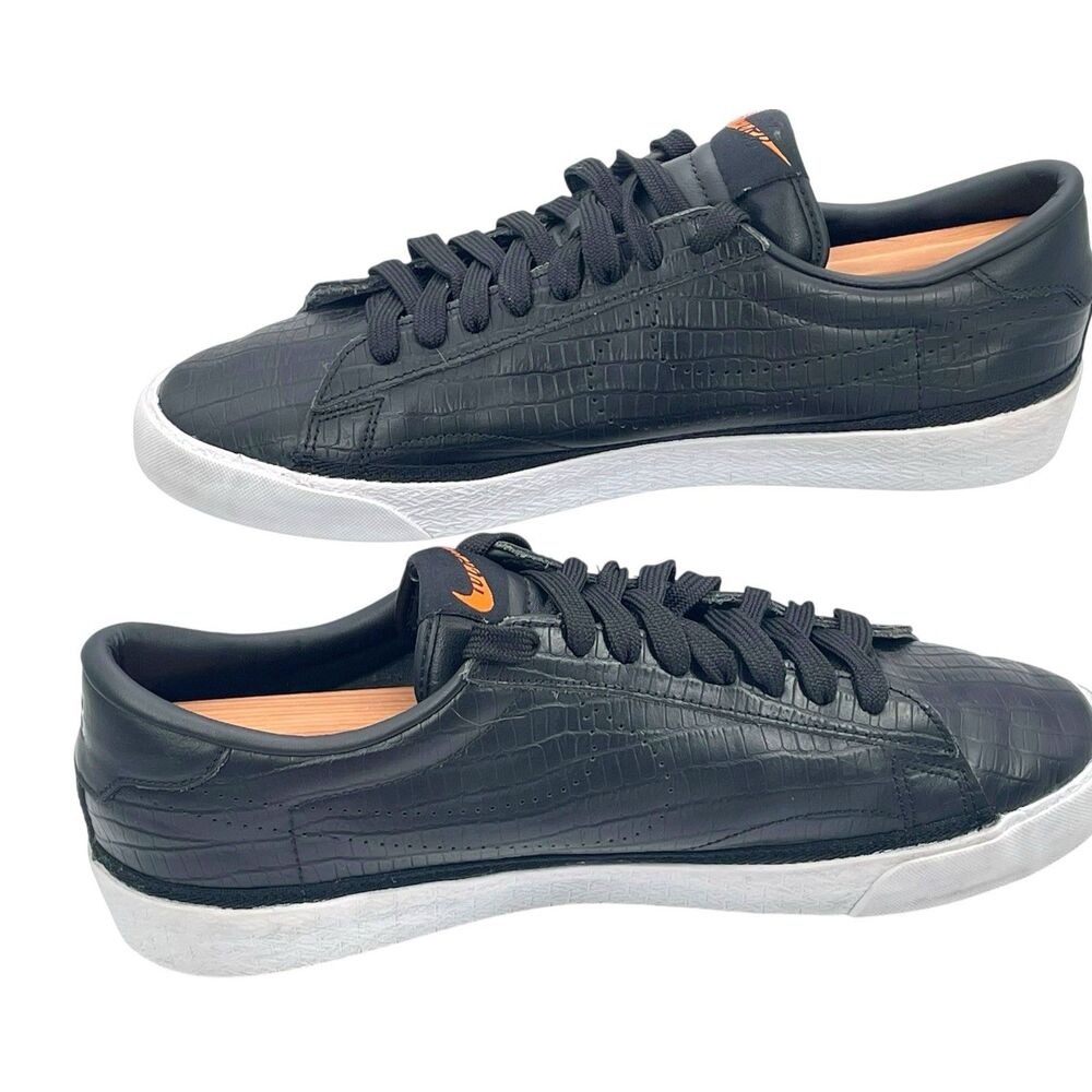 Nike Blazer Low Premium Croc Black White Men’s Size 9.5 Casual Sneakers - Picture 2 of 7